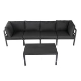 Outdoor Charcoal Grey Minimalist 5 Piece Lounge Set - 45-Degree Angle