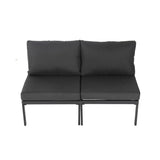 Outdoor Charcoal Grey Minimalist 5 Piece Lounge Set - Close-Up Angle