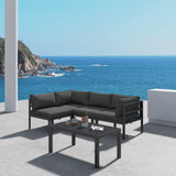 Outdoor Charcoal Grey Minimalist 5 Piece Lounge Set - Front View