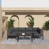 Outdoor Minimalist Charcoal Grey 7-Piece Lounge Set - Front View