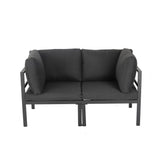 Outdoor Minimalist Charcoal Grey 7-Piece Lounge Set - Rear View