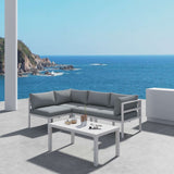 Outdoor White Modern 5 Piece Lounge Set - Front View