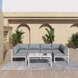 Outdoor White Modern 7 Piece Lounge Set - Front View