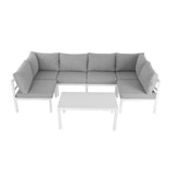 Outdoor White Modern 7 Piece Lounge Set - 45-Degree Angle