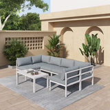 Outdoor White Modern 7 Piece Lounge Set - Top-Down View