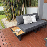 Modern Outdoor 7 Piece Lounge Set with Slatted Polywood Design Tables - Extra Image