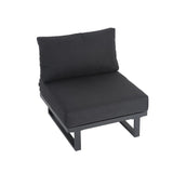 Modern Outdoor 7 Piece Lounge Set with Slatted Polywood Design Tables - Extra Image