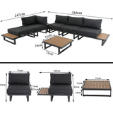 Modern Outdoor 7 Piece Lounge Set with Slatted Polywood Design Tables - Extra Image