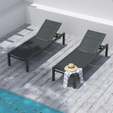 Adjustable Outdoor Sun Lounger in Aluminium Dark Grey - Side View