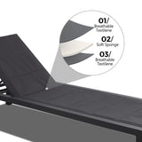 Adjustable Outdoor Sun Lounger in Aluminium Dark Grey - Low Angle