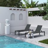 Adjustable Outdoor Sun Lounger in Aluminium Dark Grey - 45-Degree Angle