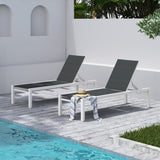 Adjustable Outdoor Sun Lounger in Aluminium White - Side View