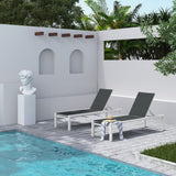 Adjustable Outdoor Sun Lounger in Aluminium White - 45-Degree Angle