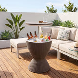 Taupe Ice Bucket Table - Side View