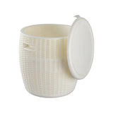 White Outdoor Bar Stool with Storage - Side View