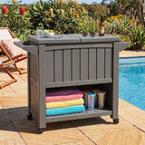 Garden Bar Serving Cart with Cooler (Taupe)