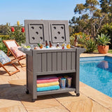 Garden Bar Serving Cart with Cooler (Taupe) - Front View