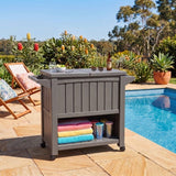 Garden Bar Serving Cart with Cooler (Taupe) - Side View