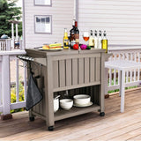 Garden Bar Serving Cart with Cooler (Taupe) - Top-Down View
