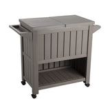Garden Bar Serving Cart with Cooler (Taupe) - Rear View