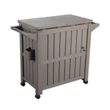 Garden Bar Serving Cart with Cooler (Taupe) - Close-Up Angle