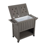 Garden Bar Serving Cart with Cooler (Taupe) - Low Angle