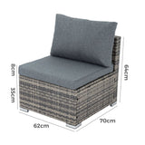 Grey Armless Outdoor Sofa Set - Close-Up Angle