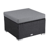 Outdoor wicker ottoman in Black - Front View