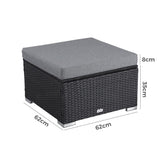 Outdoor wicker ottoman in Black - 45-Degree Angle