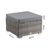 Outdoor wicker ottoman in Grey - 45-Degree Angle