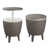 Taupe Cooler Table - Close-Up Angle