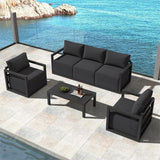 Alfresco 5-Seater Deep-Seated Patio Set – White - Front View
