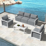 Alfresco 5-Seater Deep-Seated Patio Set – White - Top-Down View