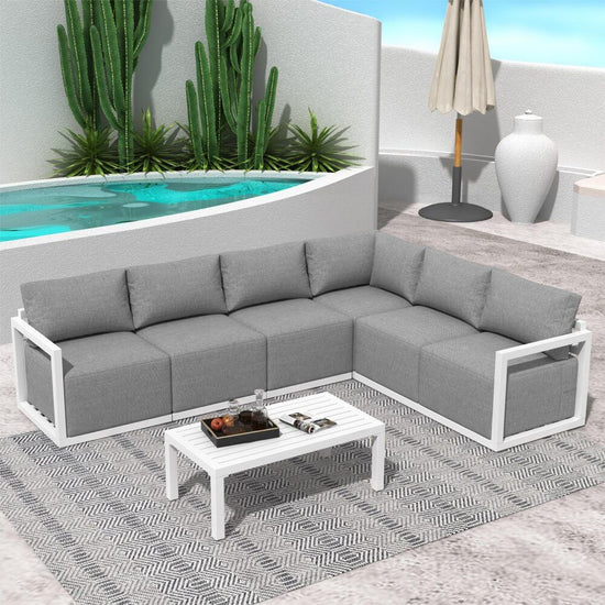 Alfresco Contemporary All-Weather Lounge Set ??White