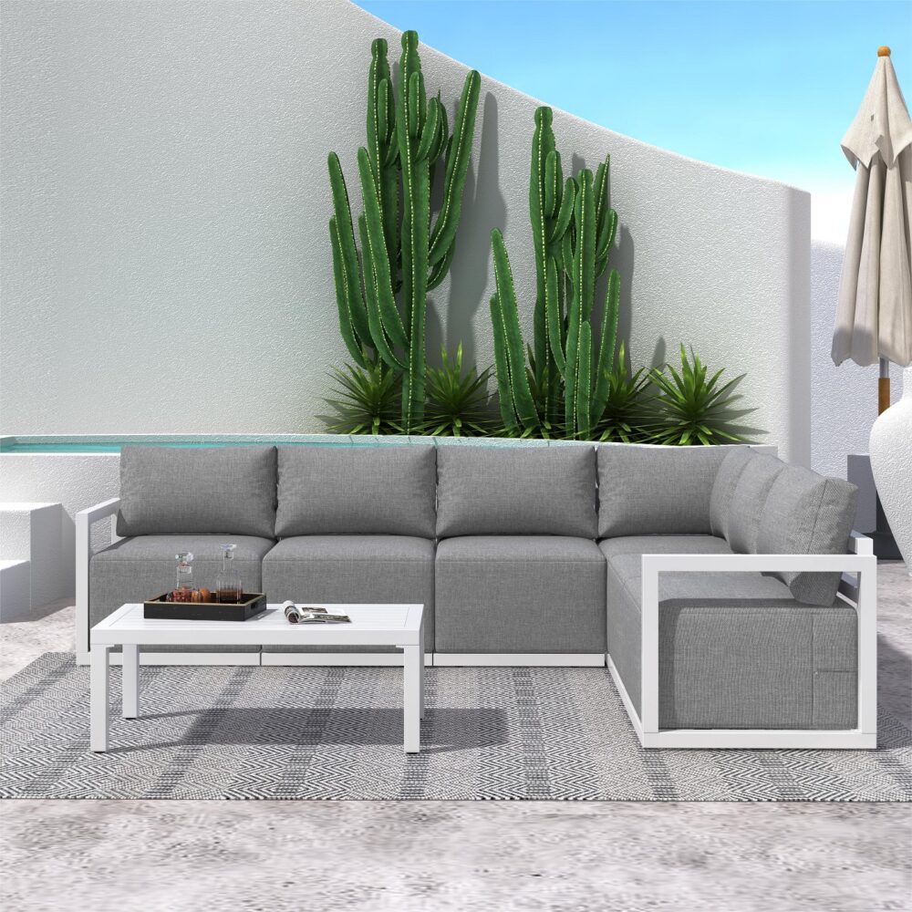 Alfresco Contemporary All-Weather Lounge Set ??White