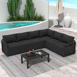 Alfresco Contemporary All-Weather Lounge Set – White - Top-Down View