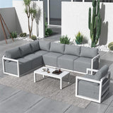 Alfresco 7-Seat Garden Lounge Set – White - Top-Down View