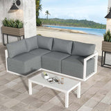 Four-Seat Alfresco Harmony Set – White - 45-Degree Angle