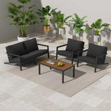 Aidan Garden Furniture Set in Slate Grey — 5 pieces - Front View