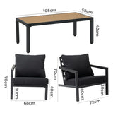 Aidan Garden Furniture Set in Slate Grey — 5 pieces - Extra Image
