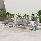 Aidan Garden Furniture Set in White — 5 pieces - Front View