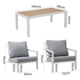 Aidan Garden Furniture Set in White — 5 pieces - Extra Image