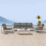 5 Seater Grandeur Lounge Suite – White - Front View