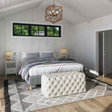 Elsa Tufted Ottoman Beach Boucle White-Rectangular - Side View