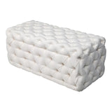 Elsa Tufted Ottoman Beach Boucle White-Rectangular - Top-Down View