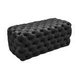 Black Leathaire Ottoman-Rectangular - Top-Down View