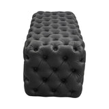 Black Leathaire Ottoman-Rectangular - 45-Degree Angle
