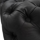 Black Leathaire Ottoman-Rectangular - Rear View