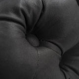Black Leathaire Ottoman-Rectangular - Close-Up Angle