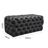 Black Leathaire Ottoman-Rectangular - Extra Image